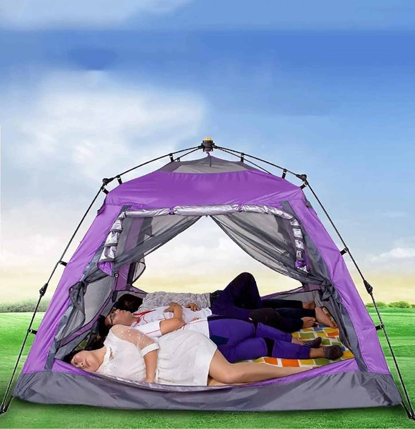 Portable Campitent Automatic Campitent for 3-4, Pop up Instant Tent Water-Resistant Ventilated Easy to Set for Hikibackpackisurvival Travel (a a)