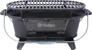 Portable Cast Iron Grill for Outdoor Cooking, Durable Enameled Design, for Picnics and Camping