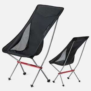 Portable Chairs Portable Fishing Chairs Outdoor Camping High Back Chair Ultralight Folding Seater for Festivals Garden Beach BBQ (Color : Black)