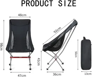 Portable Chairs Portable Fishing Chairs Outdoor Camping High Back Chair Ultralight Folding Seater for Festivals Garden Beach BBQ (Color : Blue)