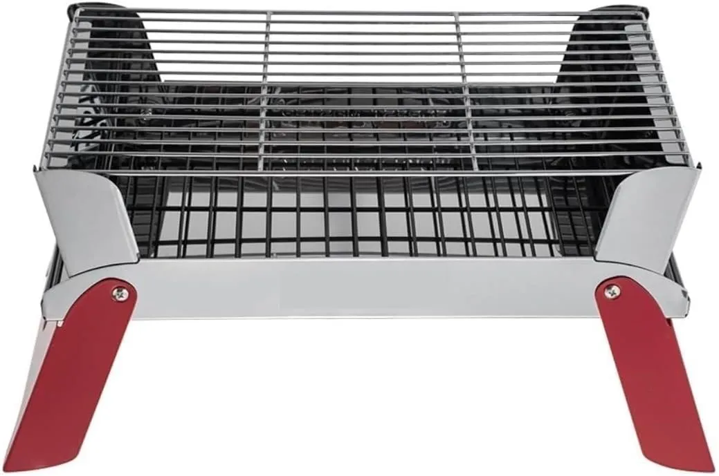 Portable Charcoal BBQ Grill, Foldable Stainless Steel Barbecue for Camping, Picnic, and Outdoor Cooking, Easy to Clean Store