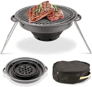 Portable Charcoal BBQ Grill for Outdoor Cooking, Smokeless Non-Stick Barbecue Camping, Picnic, and Small Gatherings, Lightweight 2.3kg