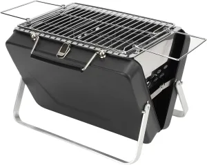 Portable Charcoal BBQ Grill, Proof and Non Stick Grill Net, Temp, to Use and Carry, for Camping, Outdoor Cooking, and Backyard Picnics (Black)