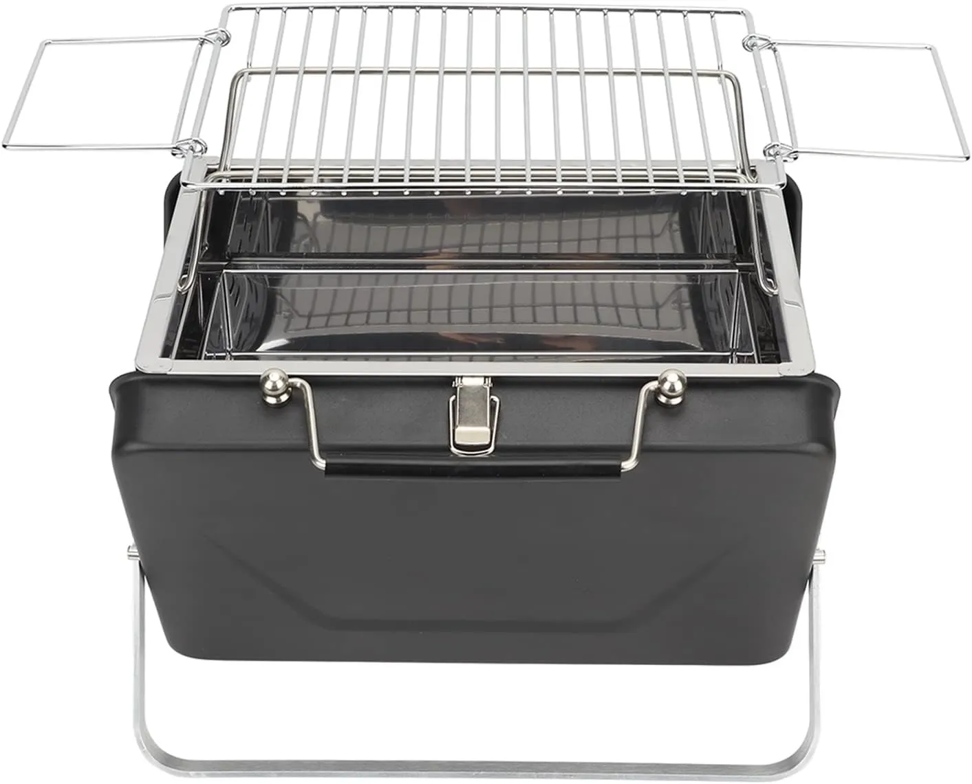 Portable Charcoal BBQ Grill, Proof and Non Stick Grill Net, Temp, to Use and Carry, for Camping, Outdoor Cooking, and Backyard Picnics (Black)