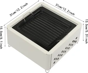 Portable Charcoal BBQ Grill Stove – Smokeless Outdoor Cooking for Camping & Tailgating, Yakitori Grill, Skewers, Easy Drawer Style, Pan and Grill Included(Black)