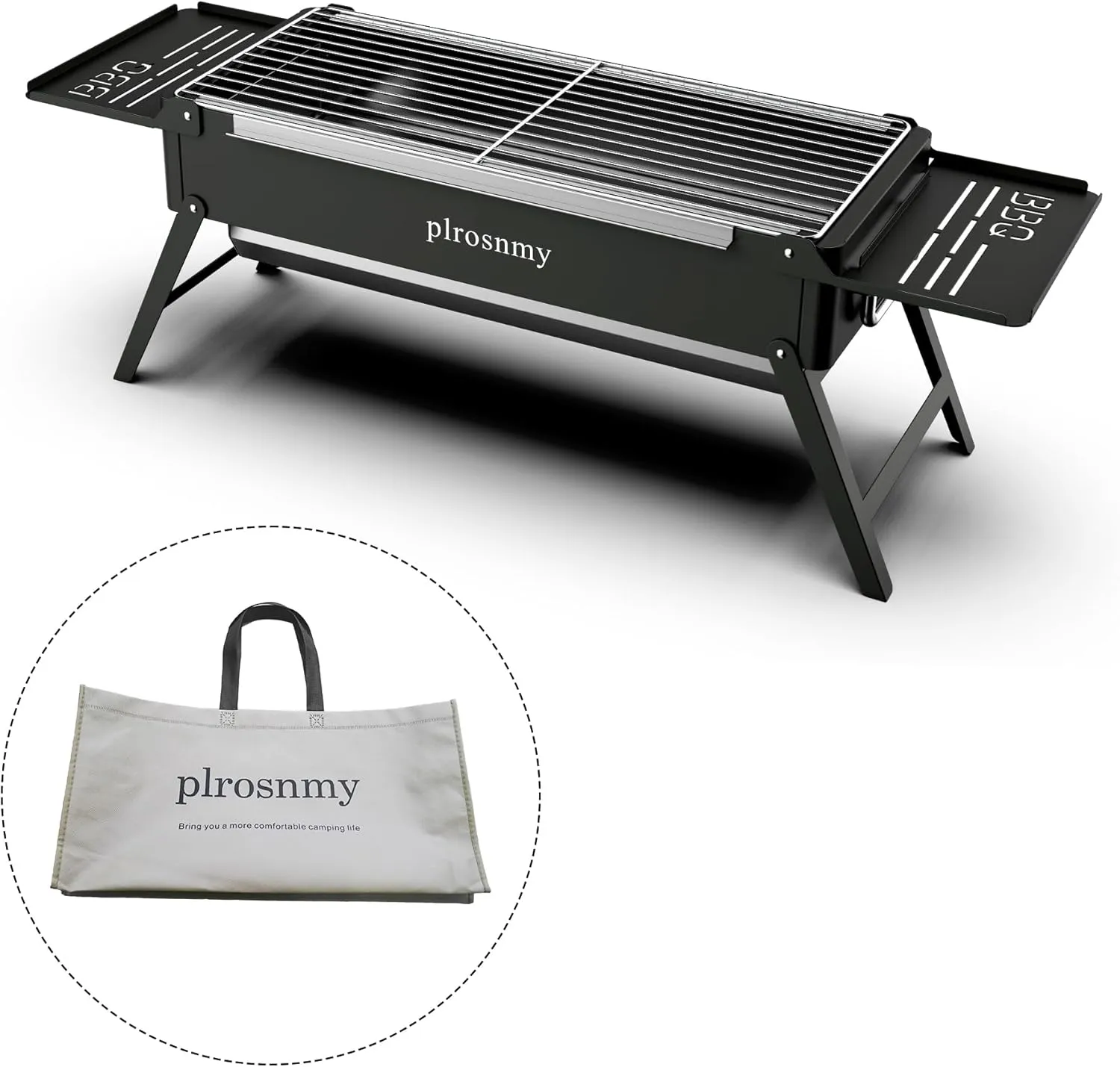 Portable Charcoal Foldable Grill, Small Grills Outdoor Cooking for Travel, Camping Smoker BBQ Grill, Stainless Steel Table Top Grill Charcoal for Outdoor Cooking, Camping, Backyard