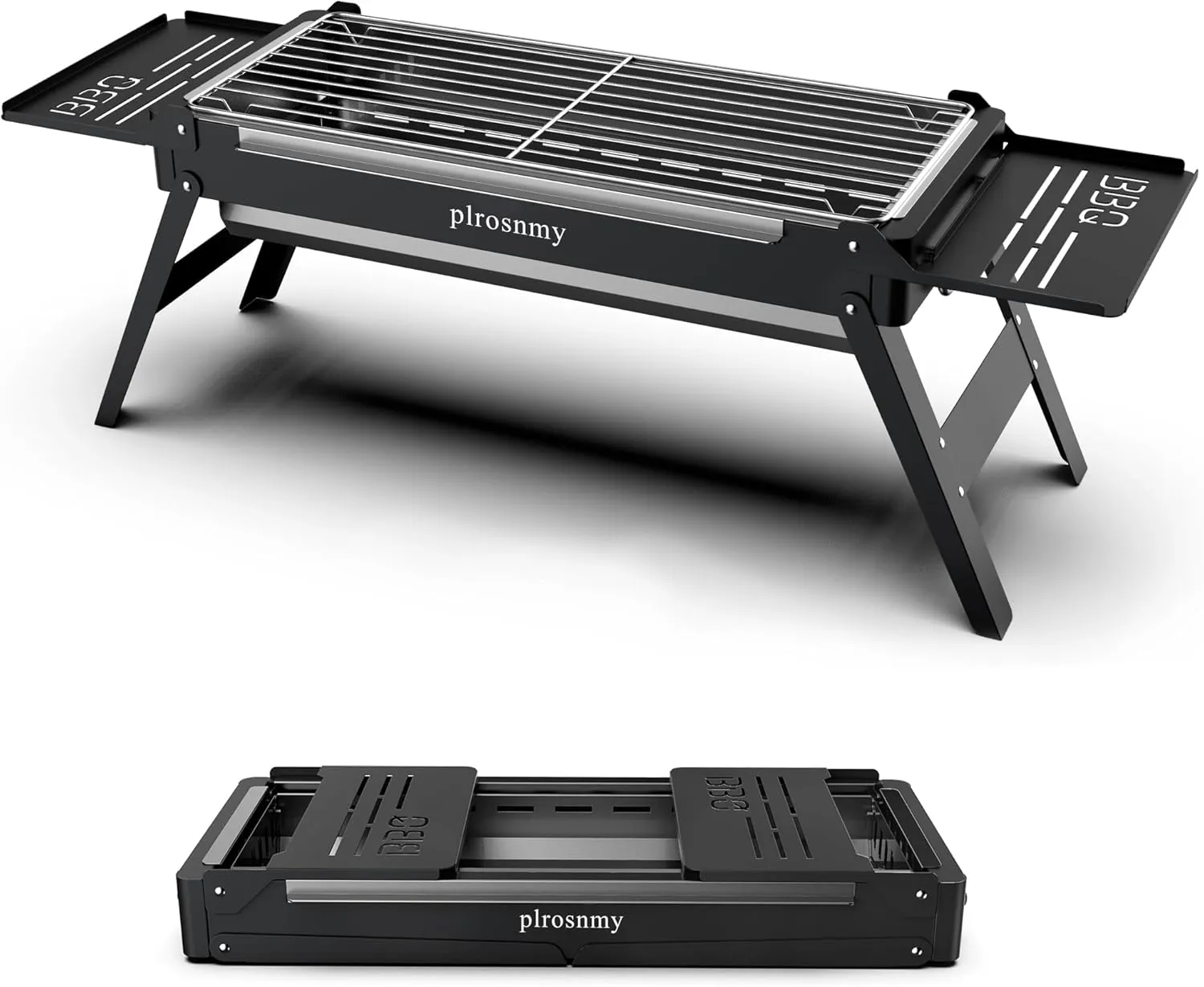 Portable Charcoal Foldable Grill, Small Grills Outdoor Cooking for Travel, Camping Smoker BBQ Grill, Stainless Steel Table Top Grill Charcoal for Outdoor Cooking, Camping, Backyard