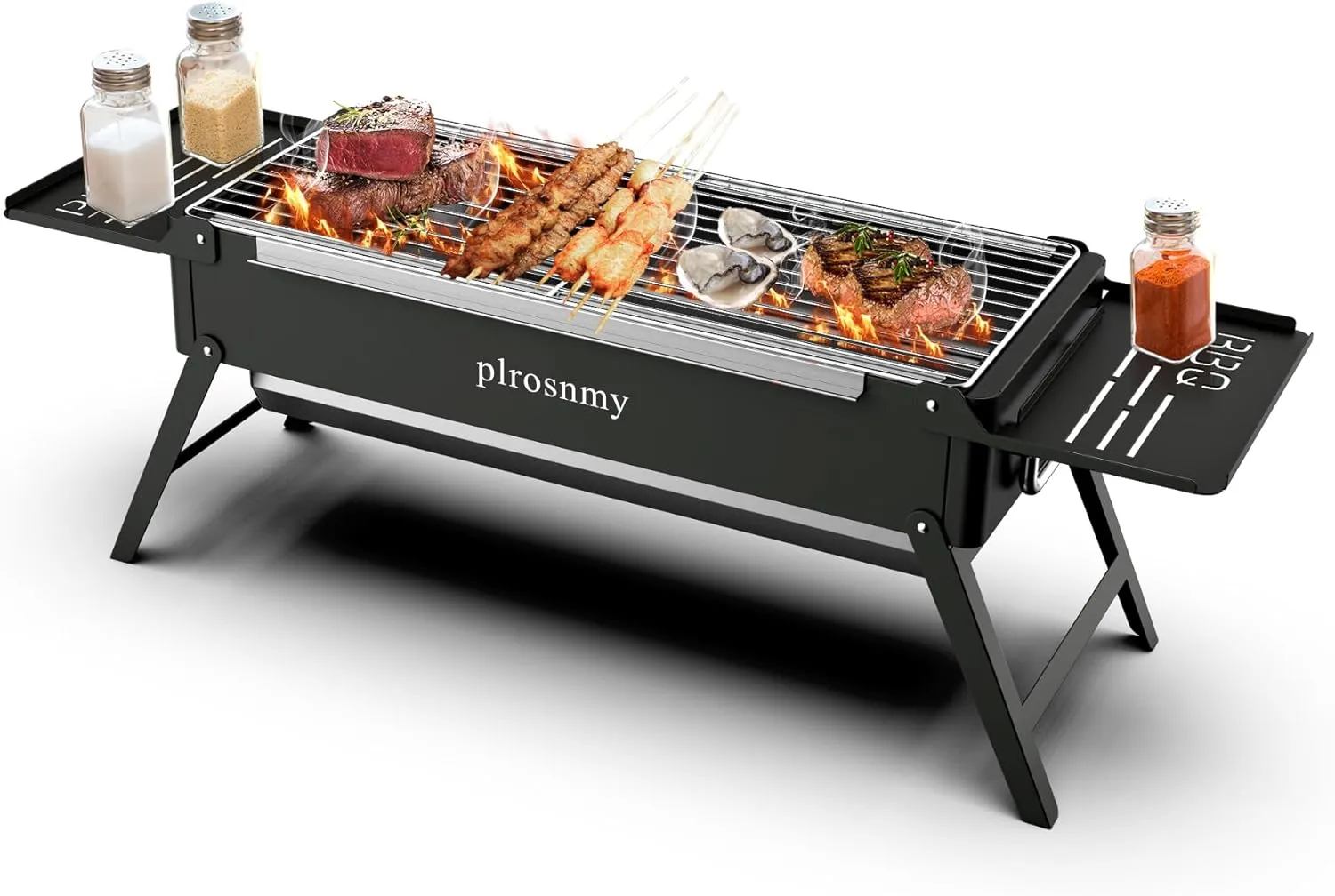 Portable Charcoal Foldable Grill, Small Grills Outdoor Cooking for Travel, Camping Smoker BBQ Grill, Stainless Steel Table Top Grill Charcoal for Outdoor Cooking, Camping, Backyard