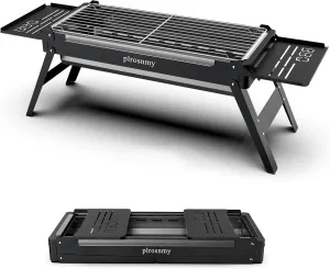 Portable Charcoal Foldable Grill, Small Grills Outdoor Cooking for Travel, Camping Smoker BBQ Grill, Stainless Steel Table Top Grill Charcoal for Outdoor Cooking, Camping, Backyard