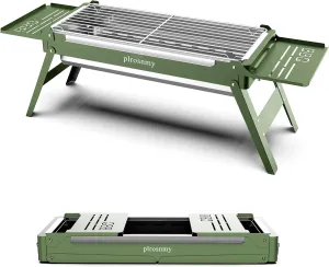 Portable Charcoal Foldable Grill, Small Grills Outdoor Cooking for Travel, Camping Smoker BBQ Grill, Stainless Steel Table Top Grill Charcoal for Outdoor Cooking,Camping,Backyard Barbecue