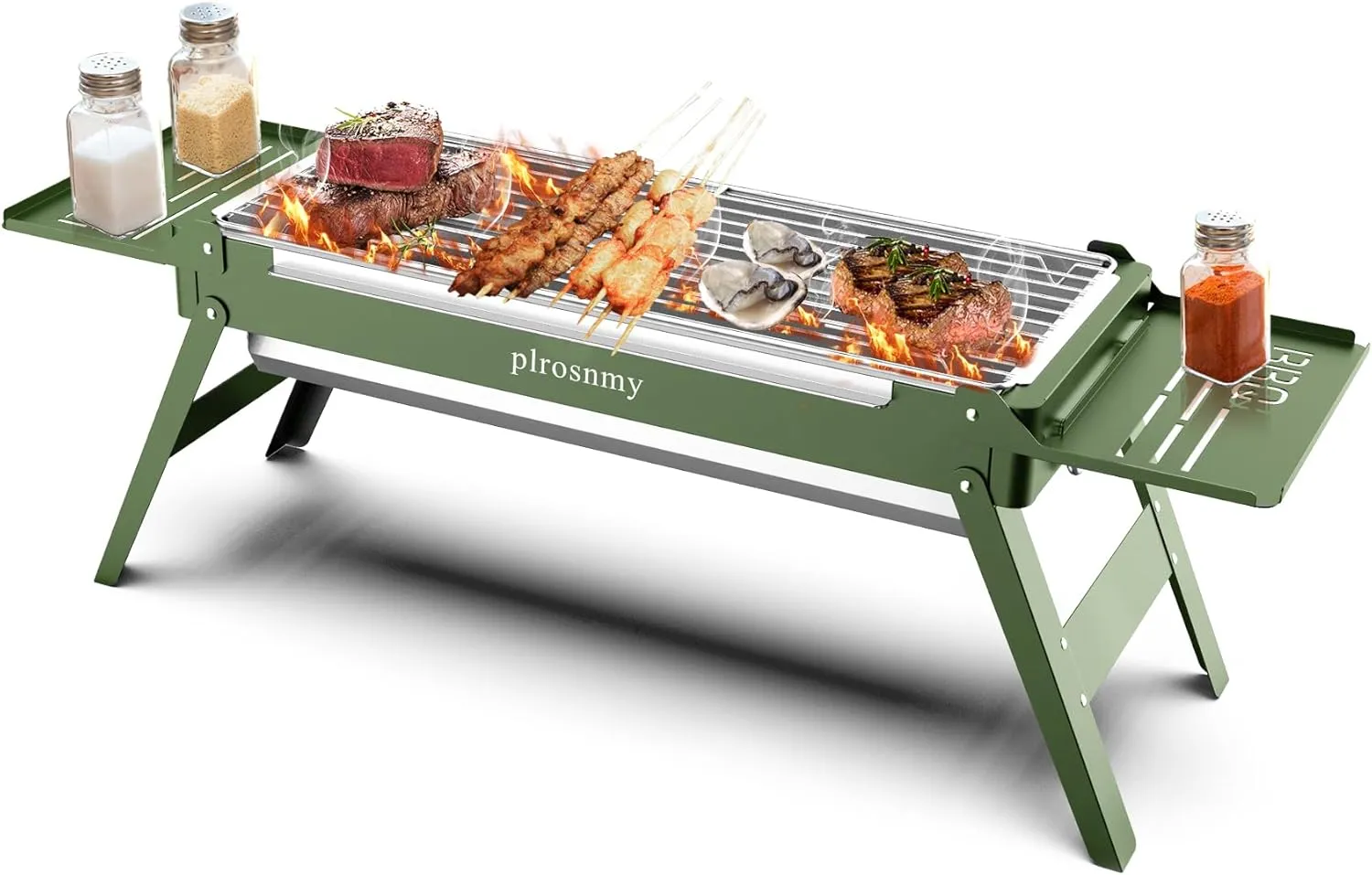 Portable Charcoal Foldable Grill, Small Grills Outdoor Cooking for Travel, Camping Smoker BBQ Grill, Stainless Steel Table Top Grill Charcoal for Outdoor Cooking,Camping,Backyard Barbecue