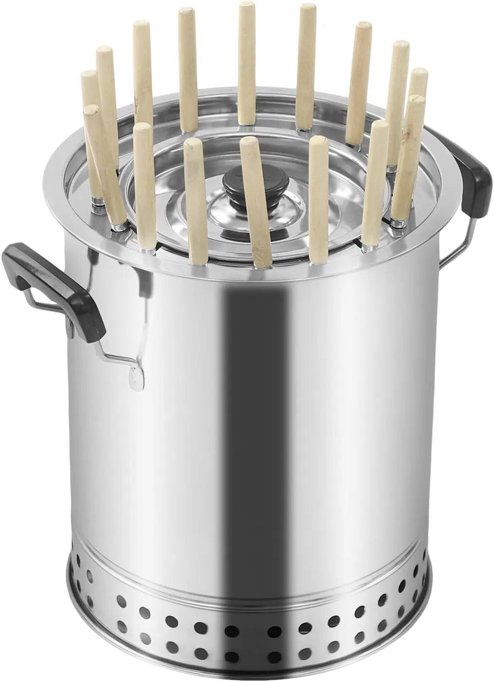 Portable Charcoal Grill Barrel Shape Stainless Steel BBQ Grill with Grilling Accessories for Camping Picnics Parties Beaches (16 Skewers)
