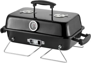 Portable Charcoal Grill, Tabletop Outdoor Barbecue Smoker, Small BBQ Grill for Outdoor Cooking Backyard Camping Picnics Beach by DNKMOR BLACK