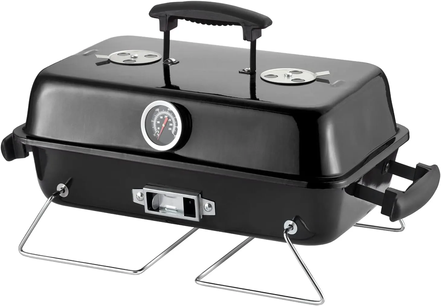 Portable Charcoal Grill, Tabletop Outdoor Barbecue Smoker, Small BBQ Grill for Outdoor Cooking Backyard Camping Picnics Beach by DNKMOR BLACK