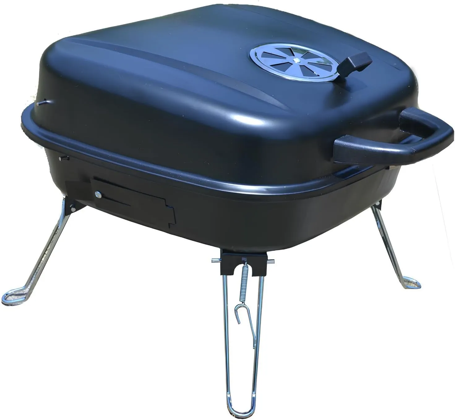 Portable Charcoal Grill, Tabletop Outdoor Barbecue Smoker, Small BBQ Grill for Outdoor Cooking, Camping, Tailgating, Vent, Folding Legs, Black