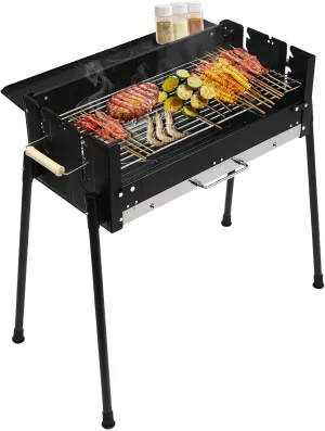 Portable Charcoal Grills Stainless Steel Folding Camping Barbecue Grill BBQ Tool Kits for Garden Backyard Party Picnic Travel Home Outdoor Cooking