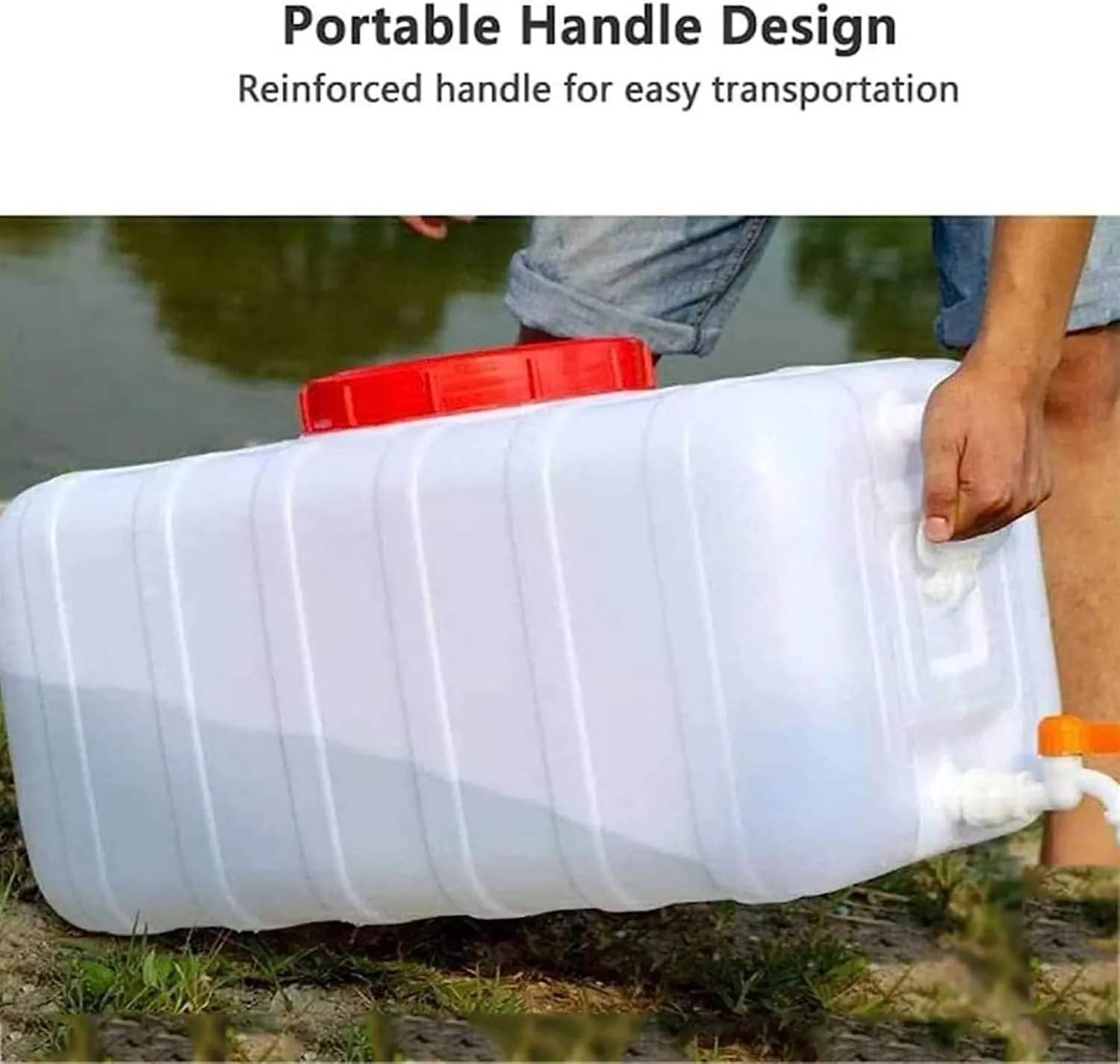 Portable Drinking Water Tank Bucket Hiking Camping Picnic Trip Barbecue Grill Thick Plastic Horizontal Water Storage Cont