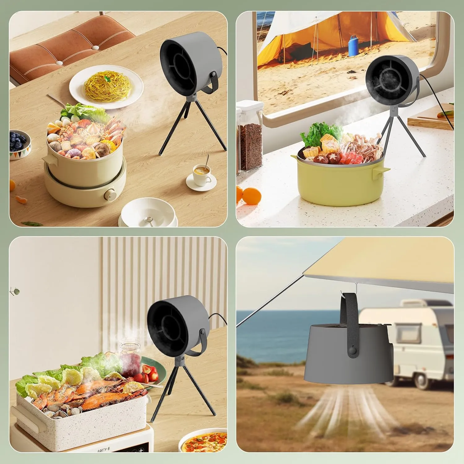 Portable Exhaust Hood, Range Hood with Changeable Filter, Desktop Hood with 3-Speed Exhaust Fan, Kitchen Vent for BBQ, Cooking, Hot pot (Black)