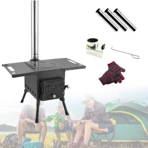 Portable Foldable Wood Burning Stove Camp Tent with Chimney Pipe for Shelter Heating Cooking,Wood Stoves/s/s