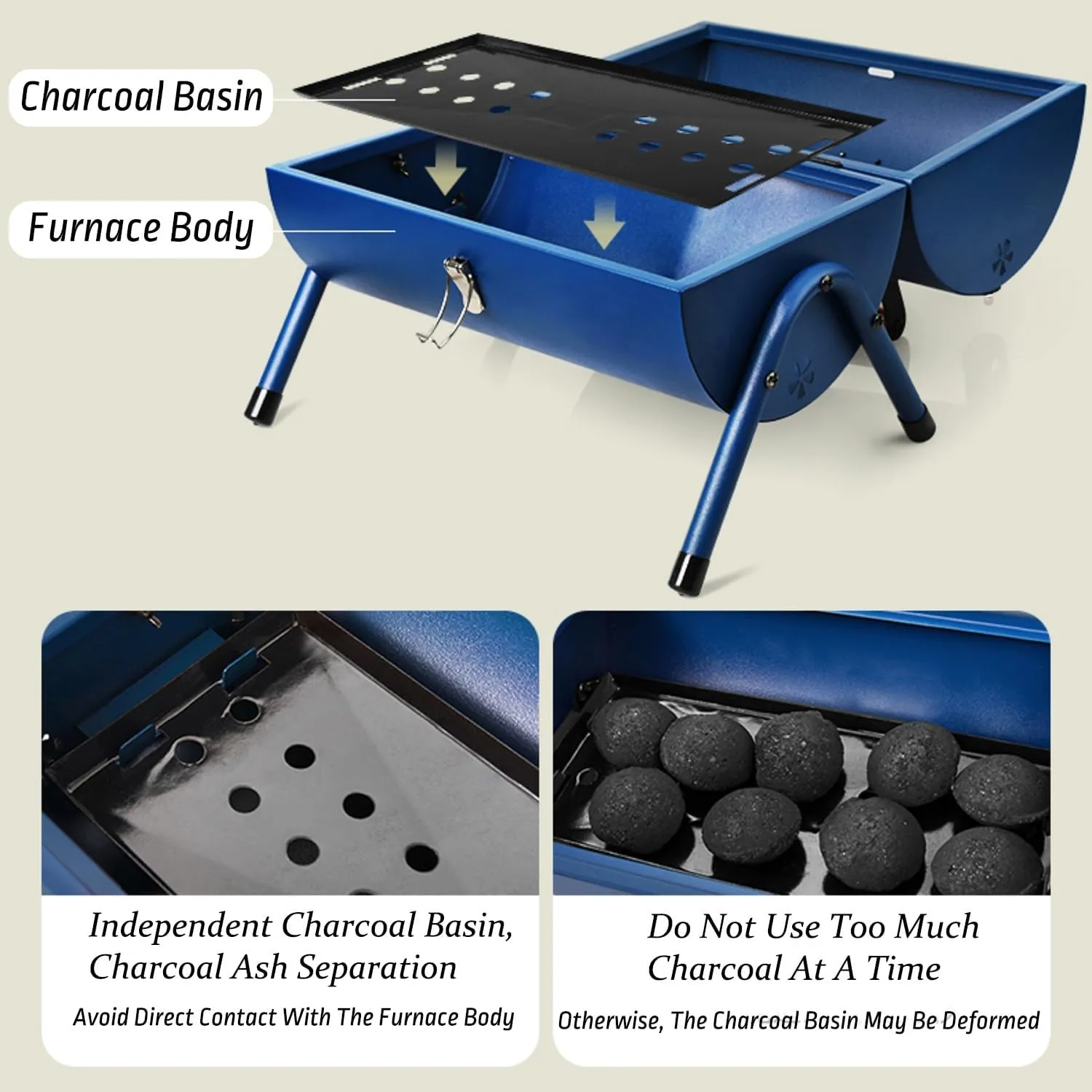Portable Folding BBQ Grill – Garden Outdoor Charcoal Grill – 2 in 1 Smoker and Barbeque – Cold Rolled Steel – Ideal for Outdoor Cooking & Travel(Green)