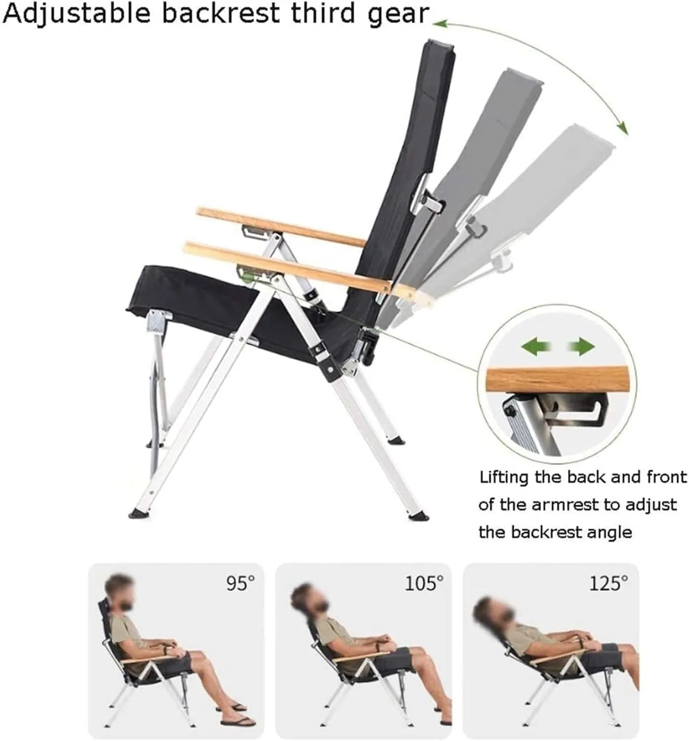 Portable Folding Chair Adjustable Camping Chair Portable Folding Recliner Beach Chair Self-Driving Fishing Sports Chair Adjustable Folding Chair(A)
