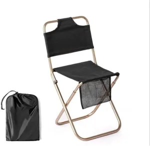 Portable Folding Chair Folding Camping Chair Outdoor Fishing Chair Picnic BBQ Seat Ultralight Aluminum Alloy Camping Stool with Storage Bag Adjustable Folding Chair(Black)