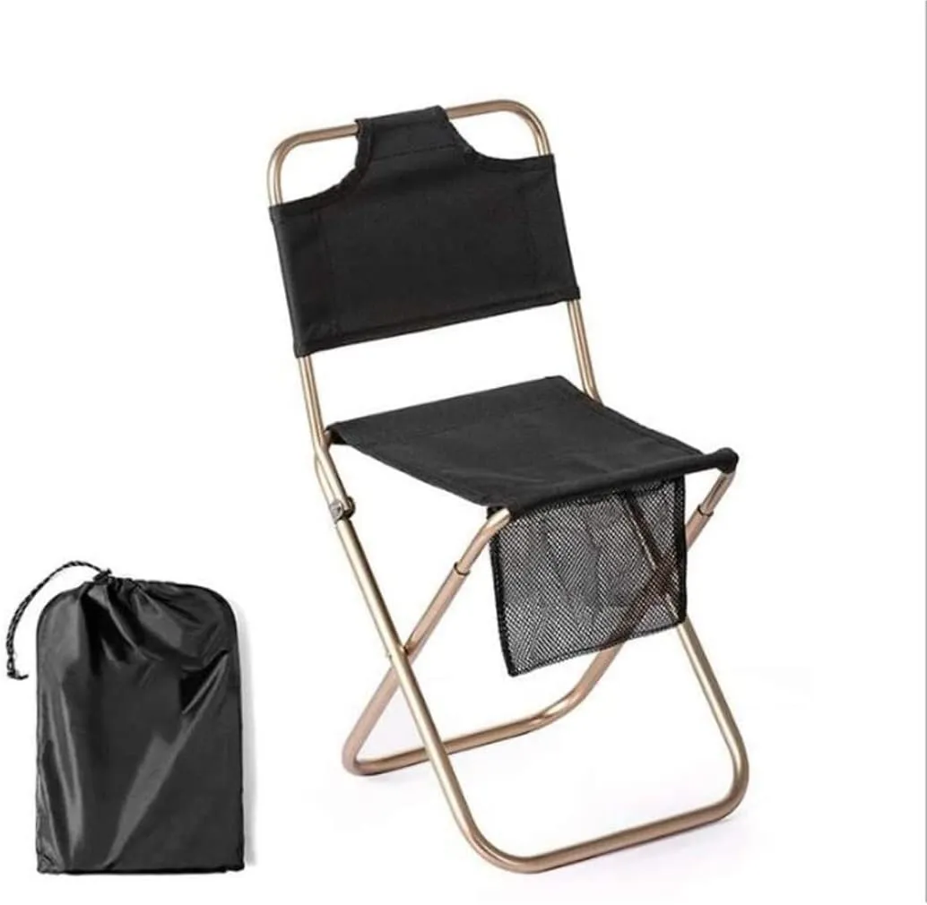 Portable Folding Chair Folding Camping Chair Outdoor Fishing Chair Picnic BBQ Seat Ultralight Aluminum Alloy Camping Stool with Storage Bag Adjustable Folding Chair(Black)