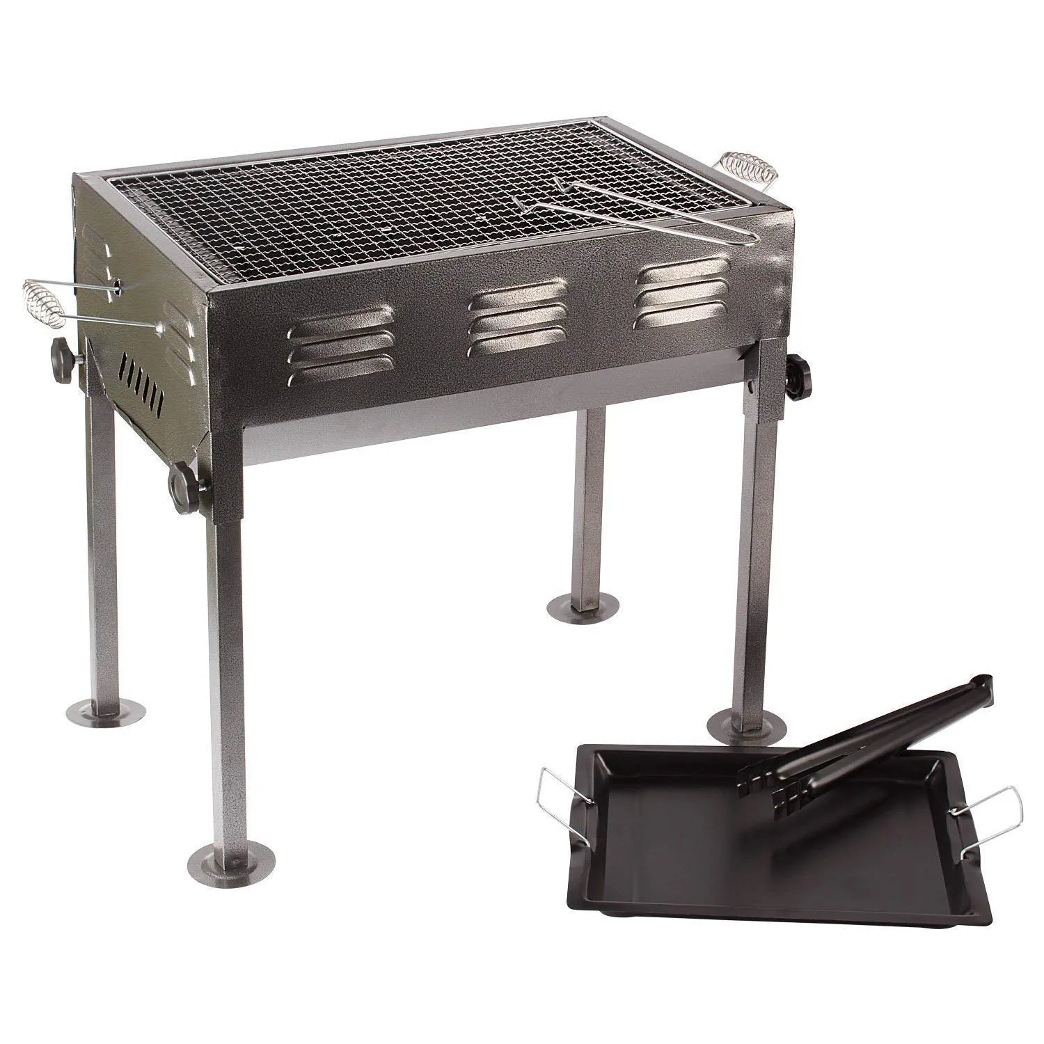 Portable Folding Charcoal BBQ Grill and Tandoor with Stand - Briefcase Style Barbecue Toaster