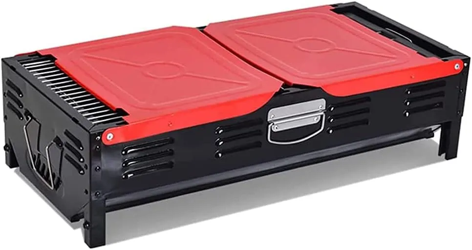 Portable Folding Outdoor BBQ Grill, Foldable Outdoor/Home/Camping Equipment with Detachable Grill/Grill Pan for 5-15 People