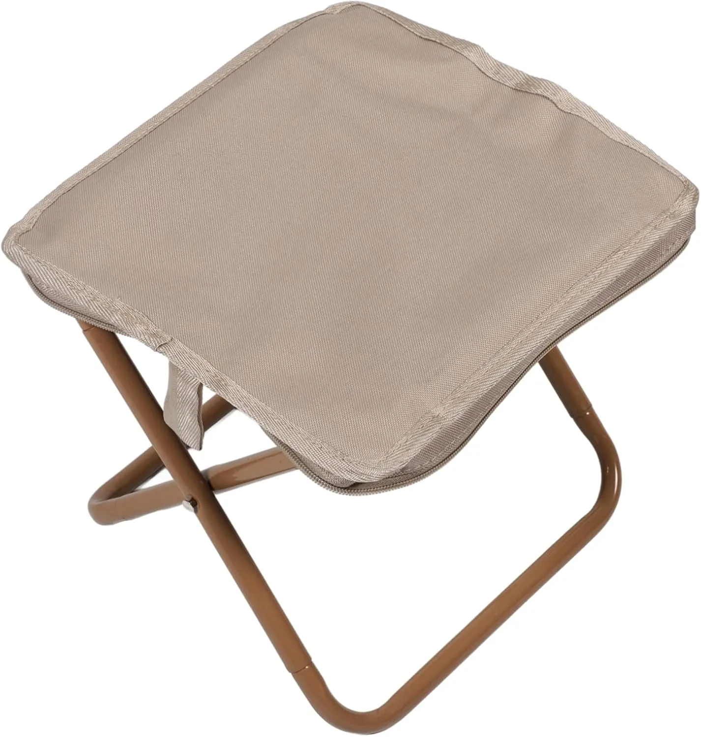 Portable Folding Stool Compact Picnic Barbecue Chair with Khaki Zippered Bag for Camping Fishing Hiking Gardening Beach Picnics BBQ and Outdoor Activities