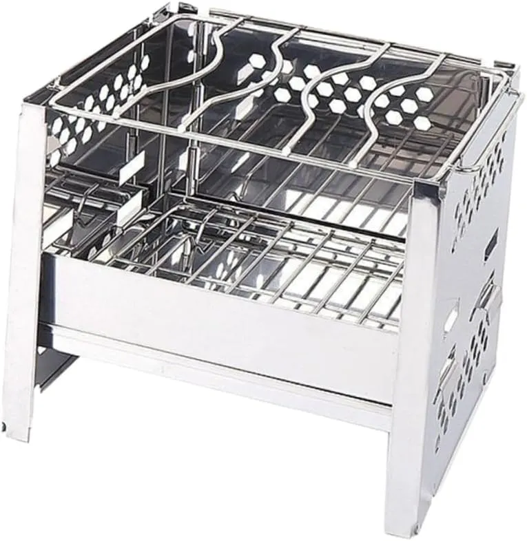 Portable Grill Accessory Collapsible Camping Stove Small Outdoor BBQ Stainless Steel Burning Stove
