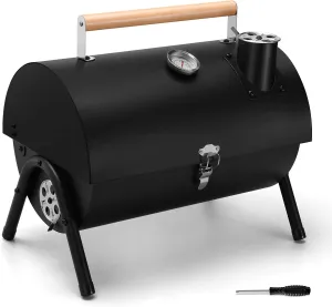 Portable Grill Charcoal for Outdoor, Leonyo Small BBQ Charcoal Grill for Tabletop, Thermometers & Chimney, 119 Sq.in Cooking Surface for Barbecue, RV Travel, Camping, Beach
