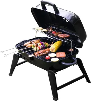 Portable Grills Stacked picnic grill Stand-Up Propane Grill with Waterproof Grill Cover for Outdoor Cooking Camping Beach Traveling Picnic Backyard Camping BBQ