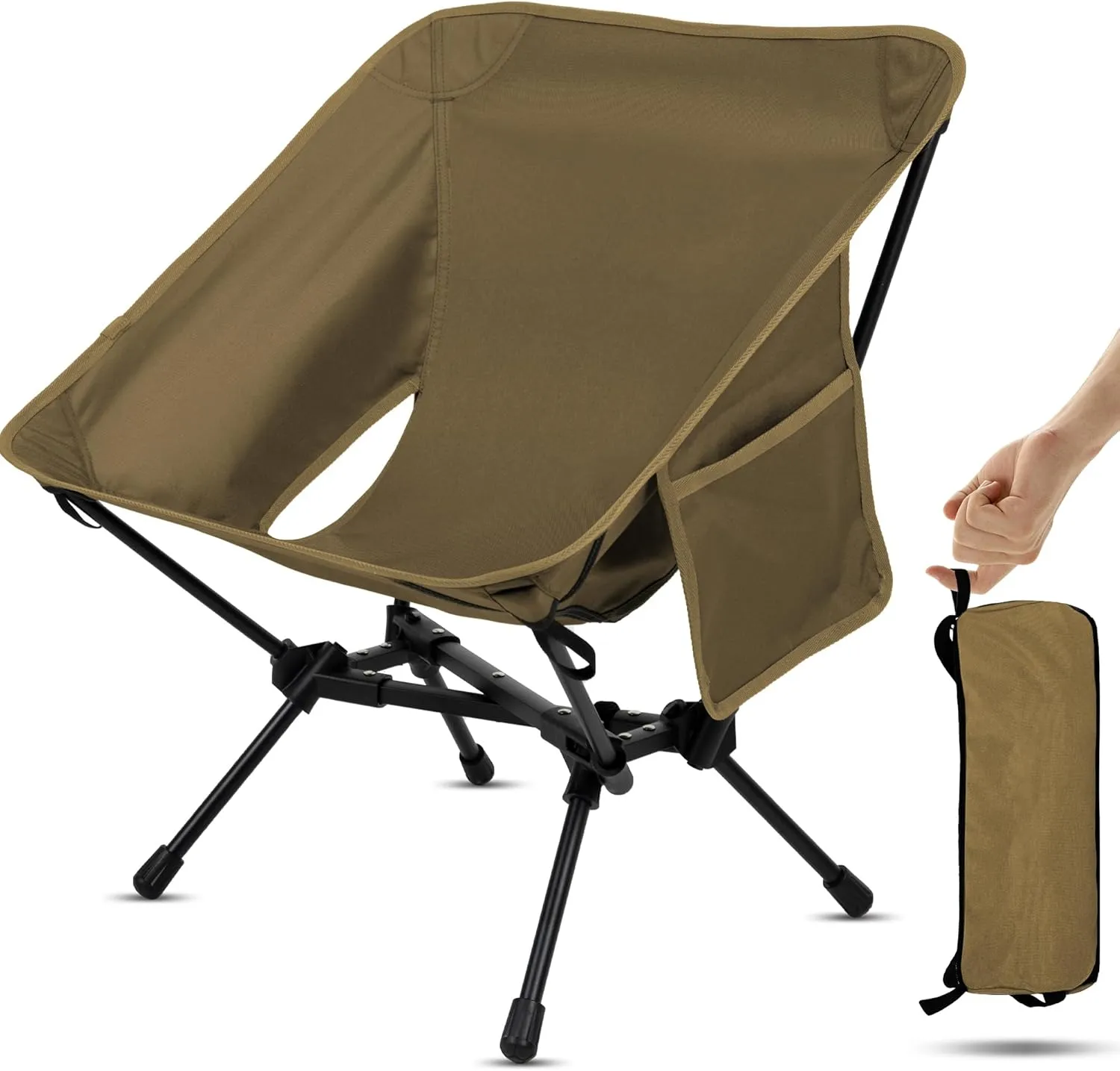 Portable High Back Camping Chair, Support Heavy Duty 440 lbs, Lightweight Folding Chair with Adjustable Pillow for Hiking, Beach, Backpacking