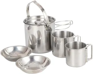 Portable Kettle Cookware Set Collapsible Bowl Camping Cup Cutlery Stainless Steel Picnic Supplies Easy to Clean