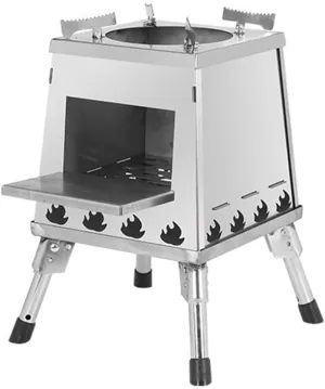 Portable Outdoor Fold Stove Lightweight Camping Wood Stove Picnic Stove Detachable Burning Wood Household Barbecue Firepit (Color : Green) (Silver)
