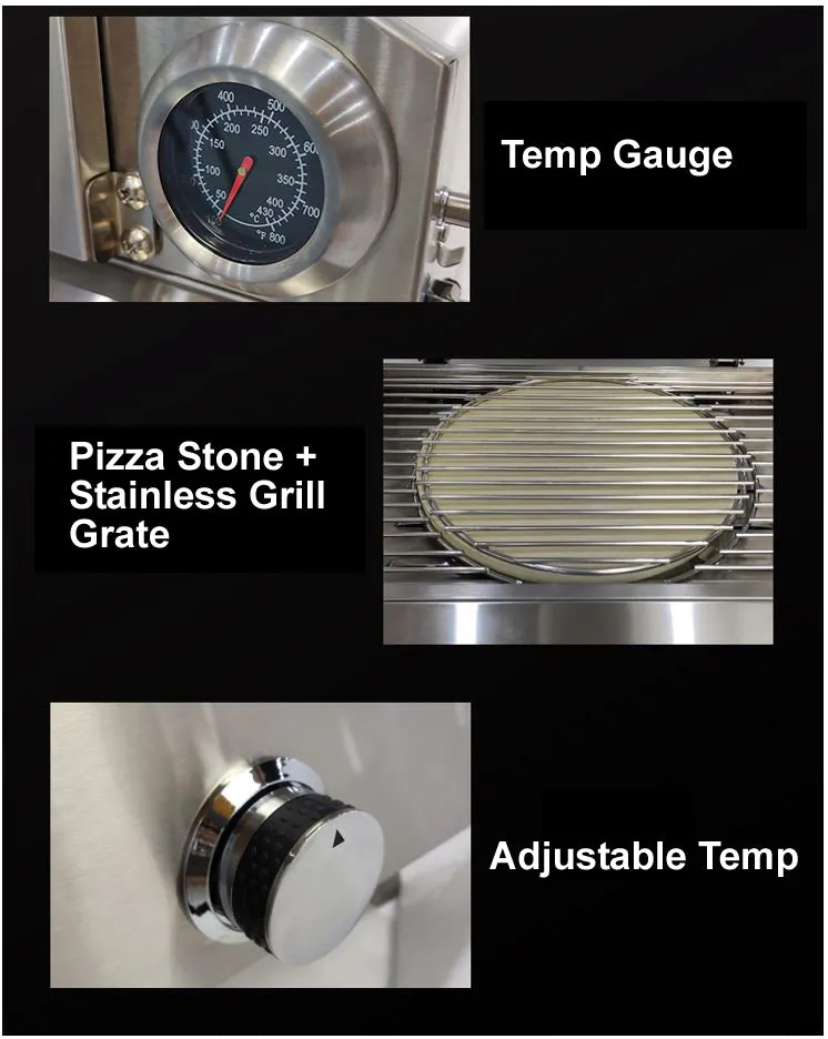 Portable Outdoor Stainless Steel Propane BBQ Gas Grill   Pizza Oven Combo