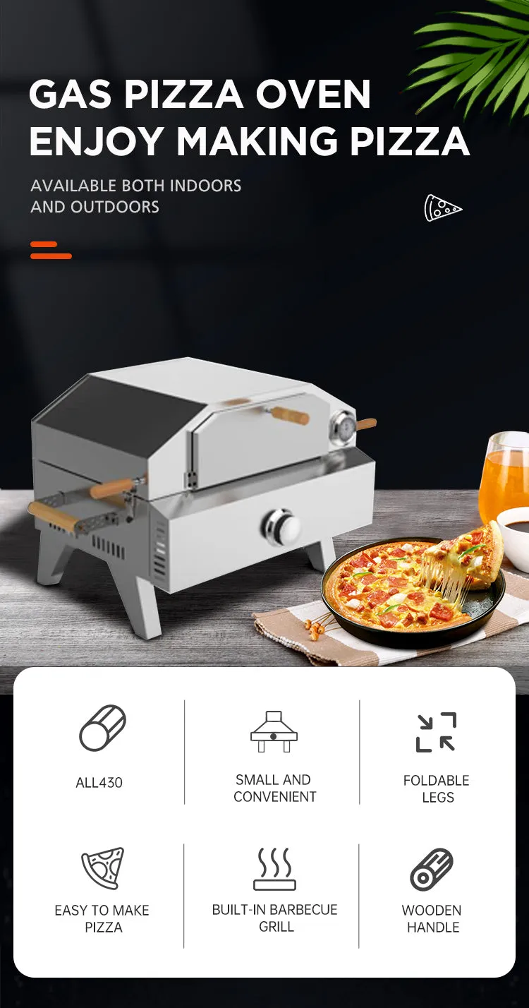 Portable Outdoor Stainless Steel Propane BBQ Gas Grill   Pizza Oven Combo