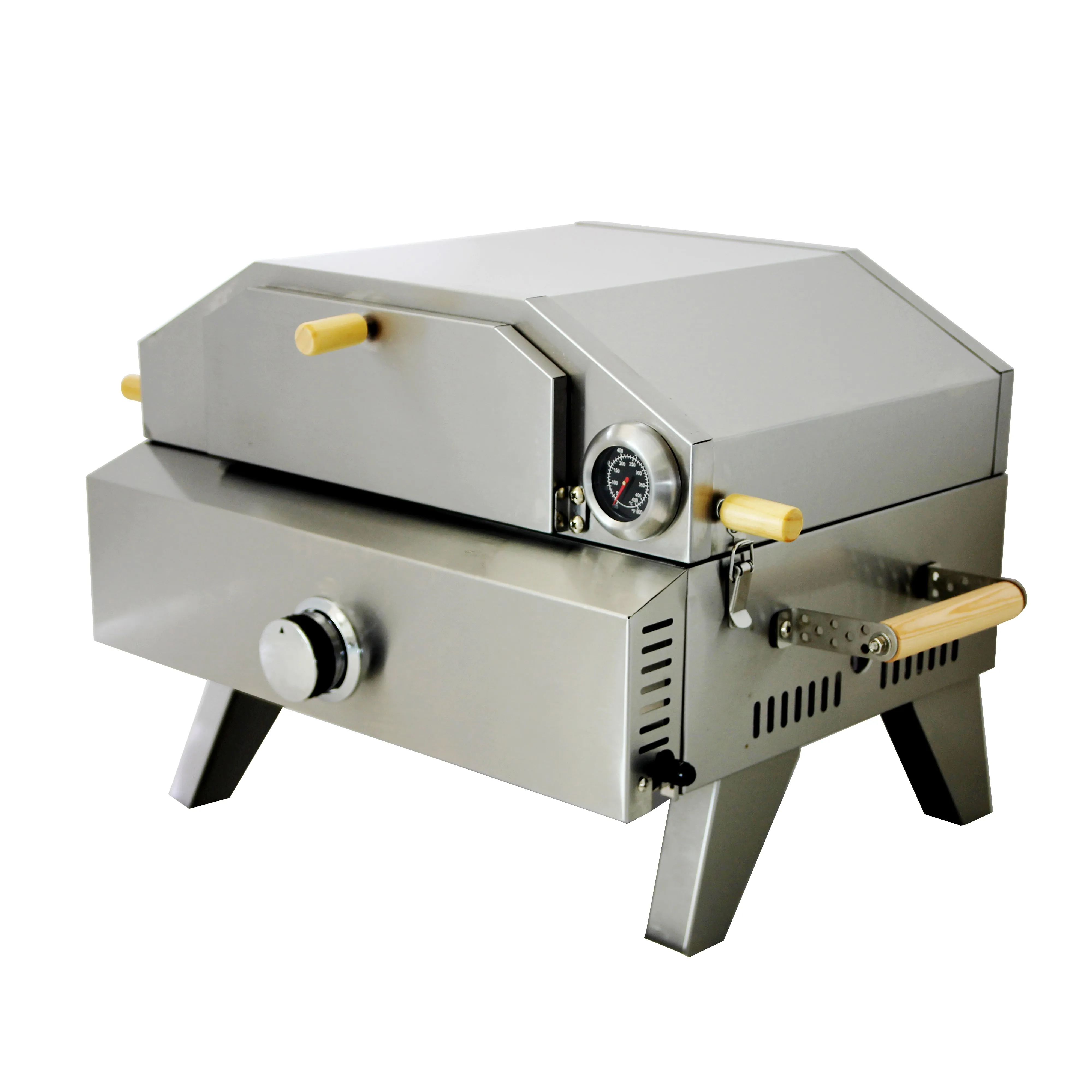 Portable Outdoor Stainless Steel Propane BBQ Gas Grill   Pizza Oven Combo
