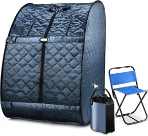 Portable Sauna, Sauna Box for Home, Personal Steam Sauna, Foldable Sauna with 3L, up to 90min,800W Steam Sauna Generator with Safety Protection, Remote Control & Portable Chair, UL Certified