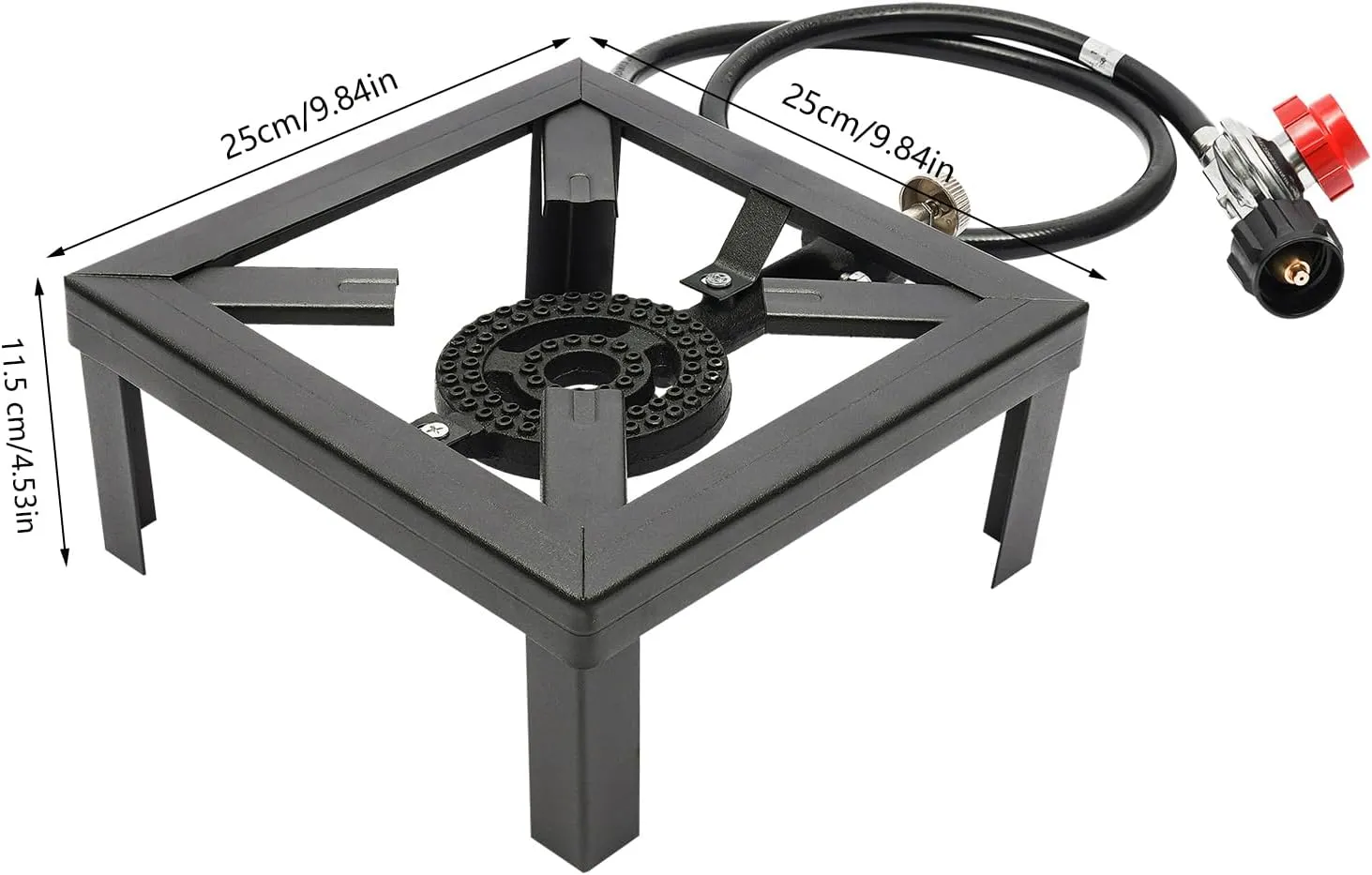Portable Single Burner Outdoor Gas Stove Propane Cooker Camping Single Burner Stove with Adjustable 0-20Psi Regulator Hose for Patio Camping BBQ Home Brewing Turkey Fry Maple Syrup Prep (1 Burner)