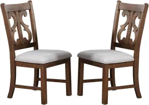 Poundex Brown Upholstery Dining Chair Finish, Set of 2
