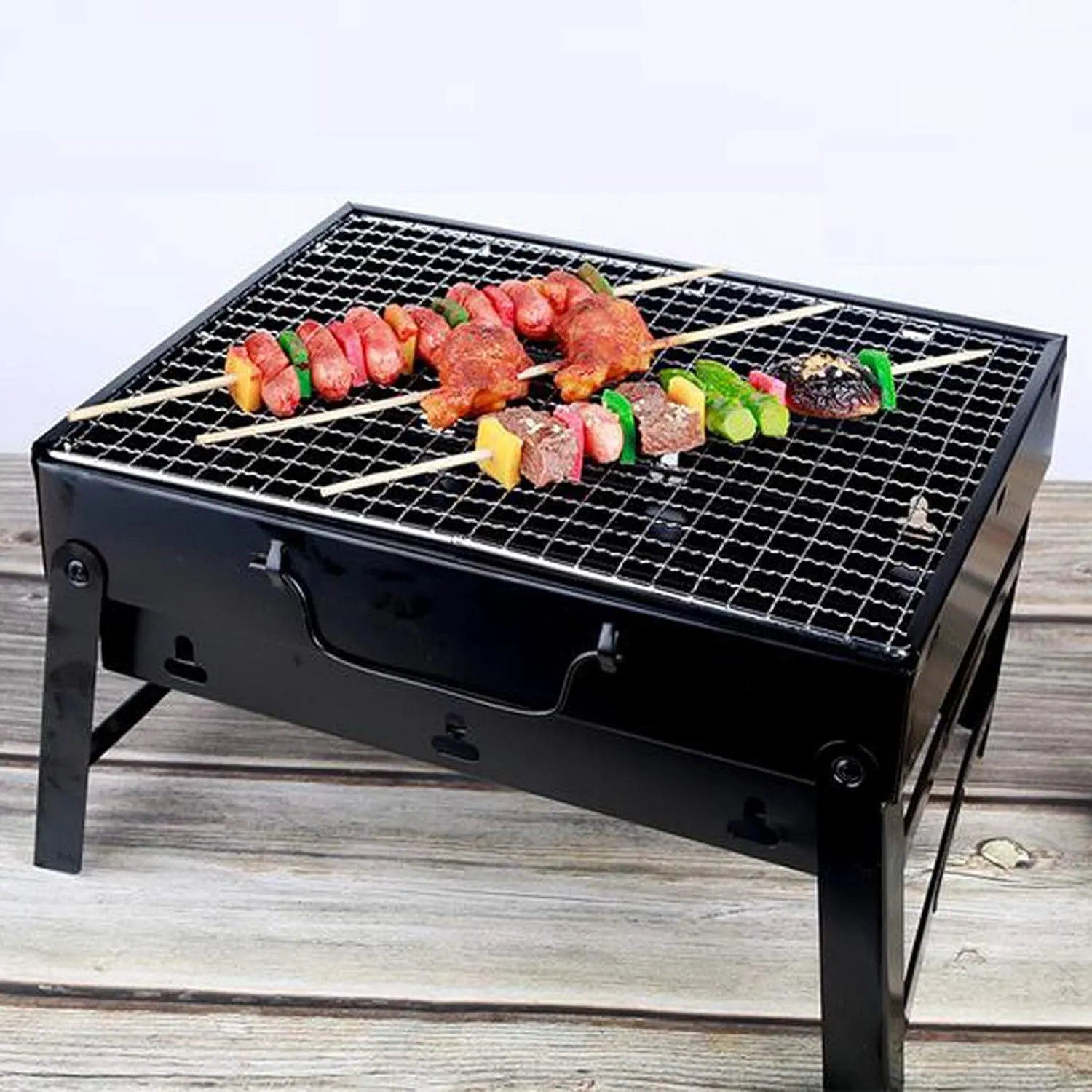 Premium BBQ Grill Portable Folding Charcoal Stainless Steel Desk Tablebarbecue for Garden Terrace Hiking Picnics Party
