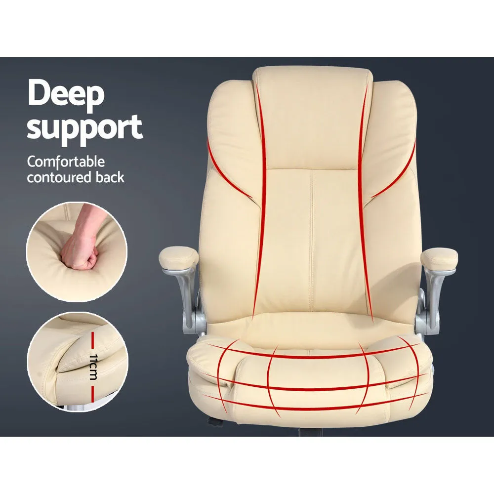 PU Leather Executive Office Desk Chair - Beige