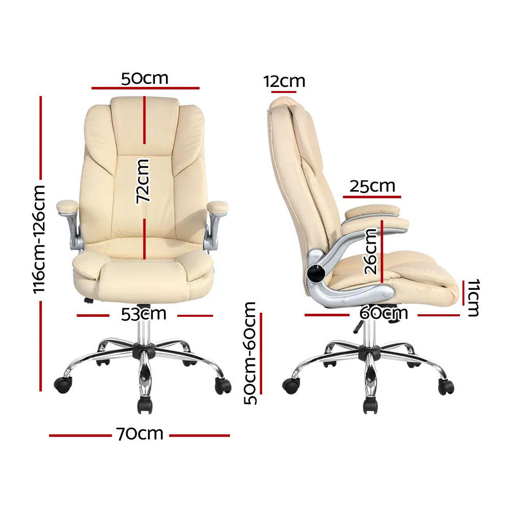 PU Leather Executive Office Desk Chair - Beige