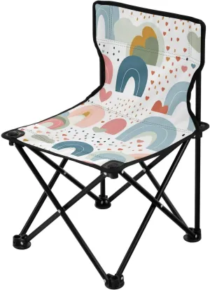 Rainbows Portable Outdoor Folding Chair Anti-Slip Padded Oxford Cloth Stool Camping Chair Small for Beach Hiking Fishing Gardening Quad Camp Chair