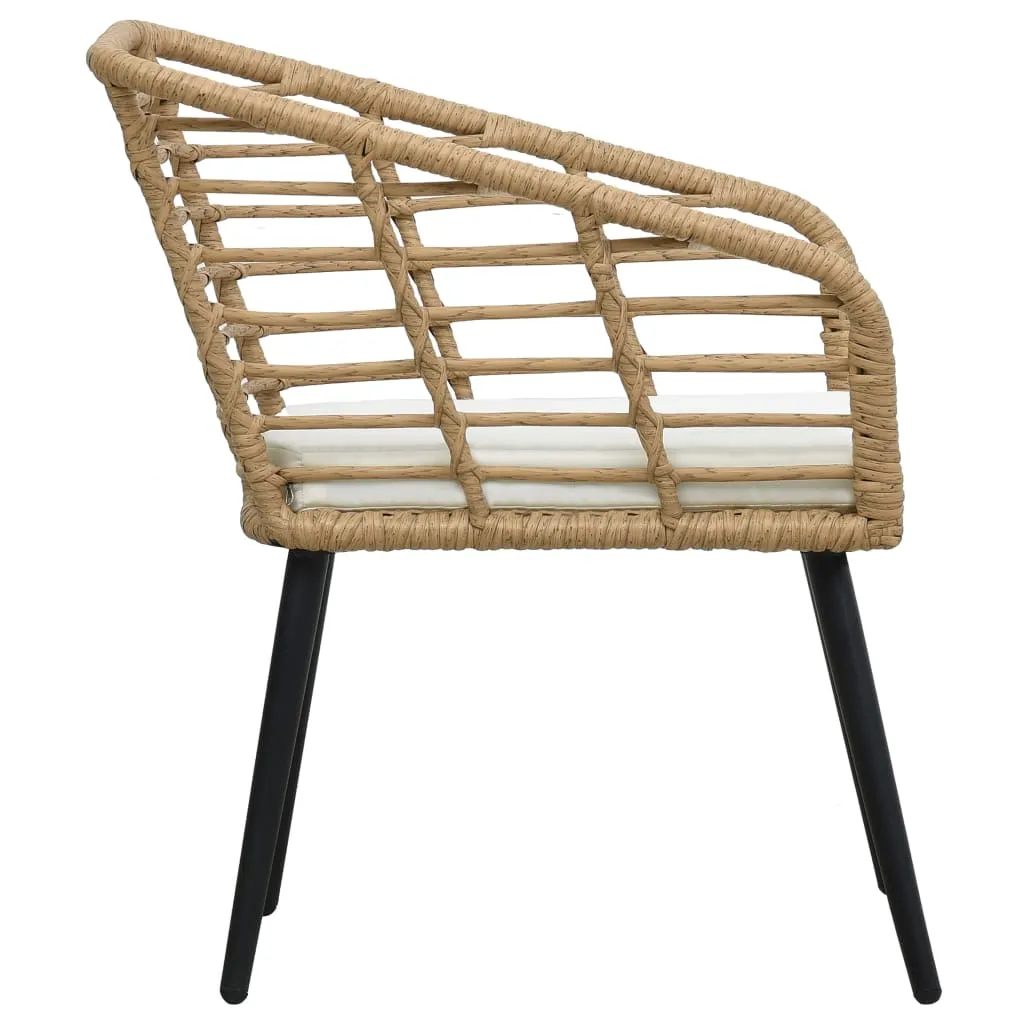 Rattan Dining Chair 2 Pcs Patio Wicker Chair with Cushions Poly Rattan