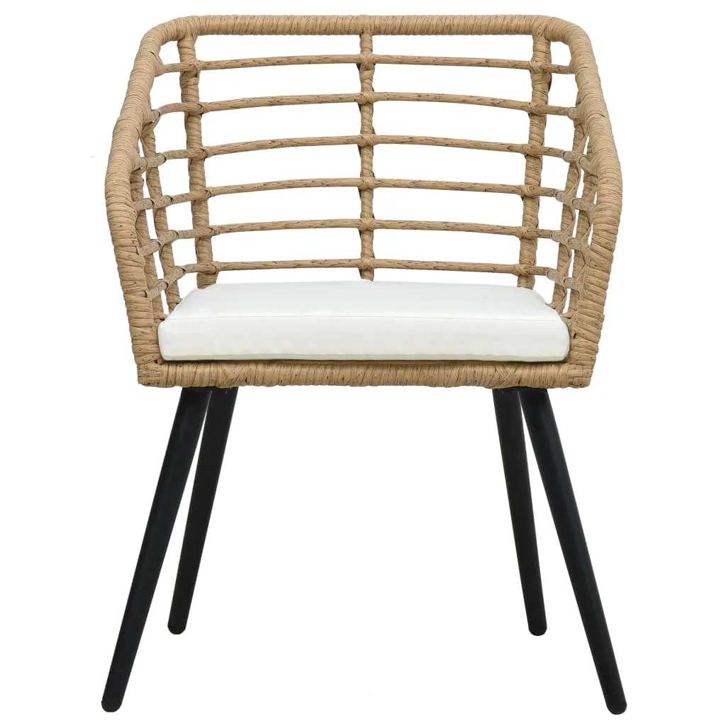 Rattan Dining Chair 2 Pcs Patio Wicker Chair with Cushions Poly Rattan