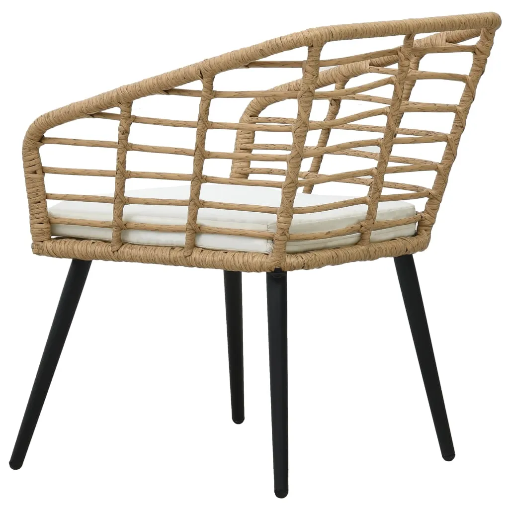 Rattan Dining Chair 2 Pcs Patio Wicker Chair with Cushions Poly Rattan
