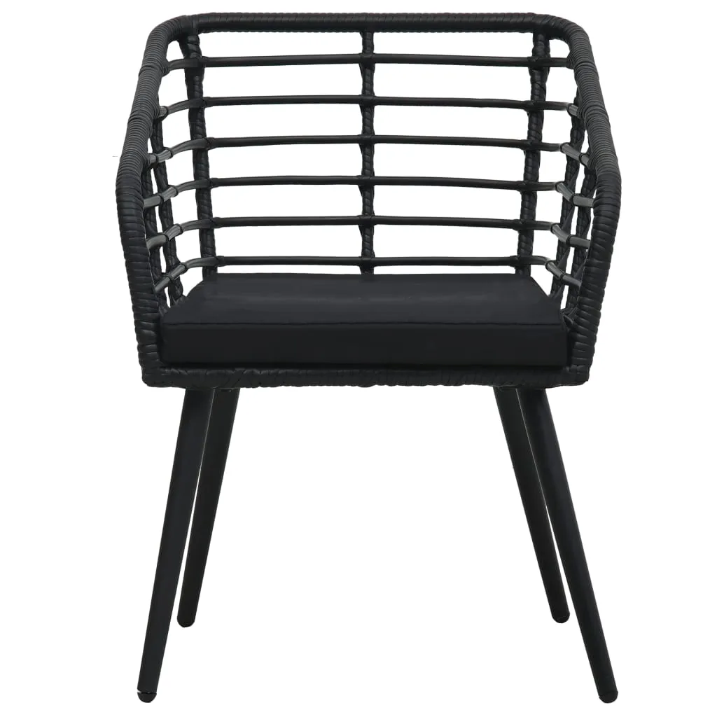 Rattan Dining Chair 2 Pcs Patio Wicker Chair with Cushions Poly Rattan